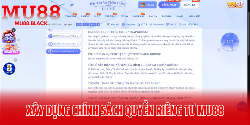 Tiêu chuẩn xây dựng chính sách quyền riêng tư MU88